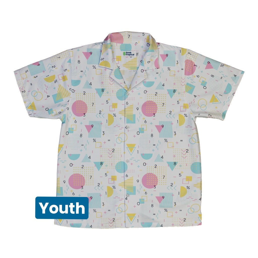 Math Memphis Style White Youth Hawaiian Shirt - YXS - -