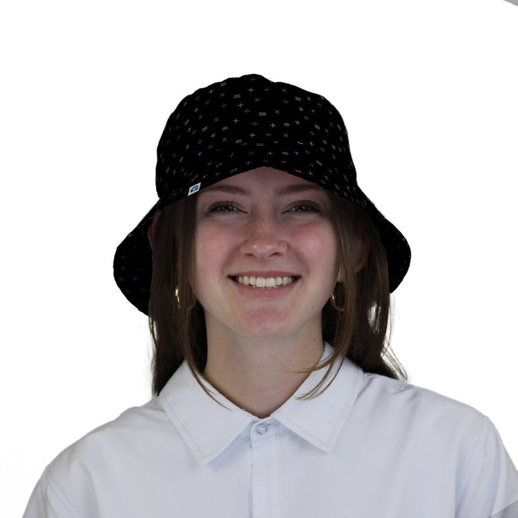 Math Symbols Black Bucket Hat - M - Black Stitching - -