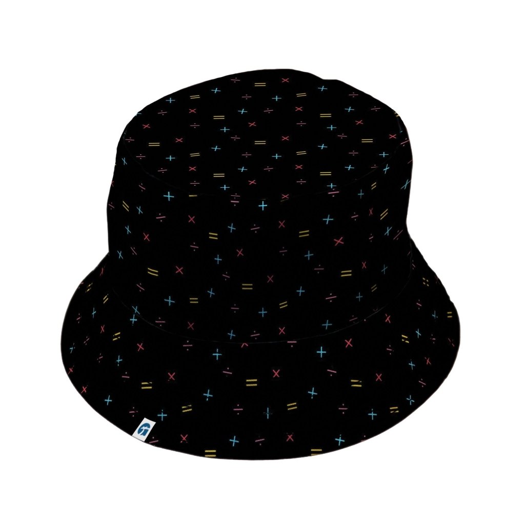 Math Symbols Black Bucket Hat - M - Grey Stitching - -