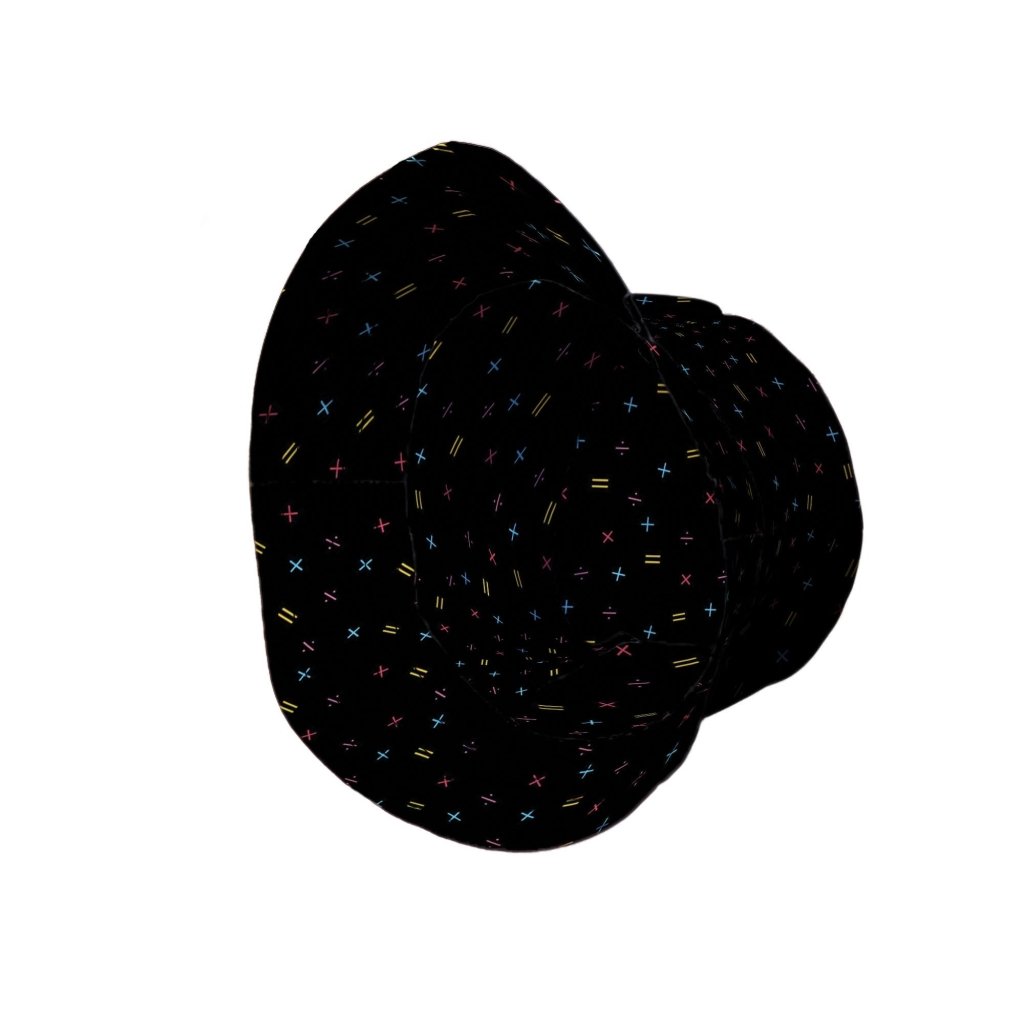Math Symbols Black Bucket Hat - M - Black Stitching - -