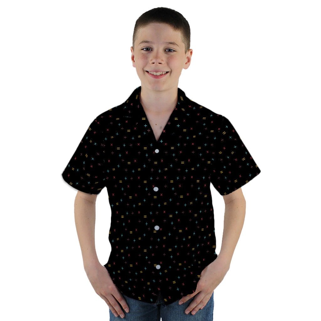 Math Symbols Black Youth Hawaiian Shirt - YM - -