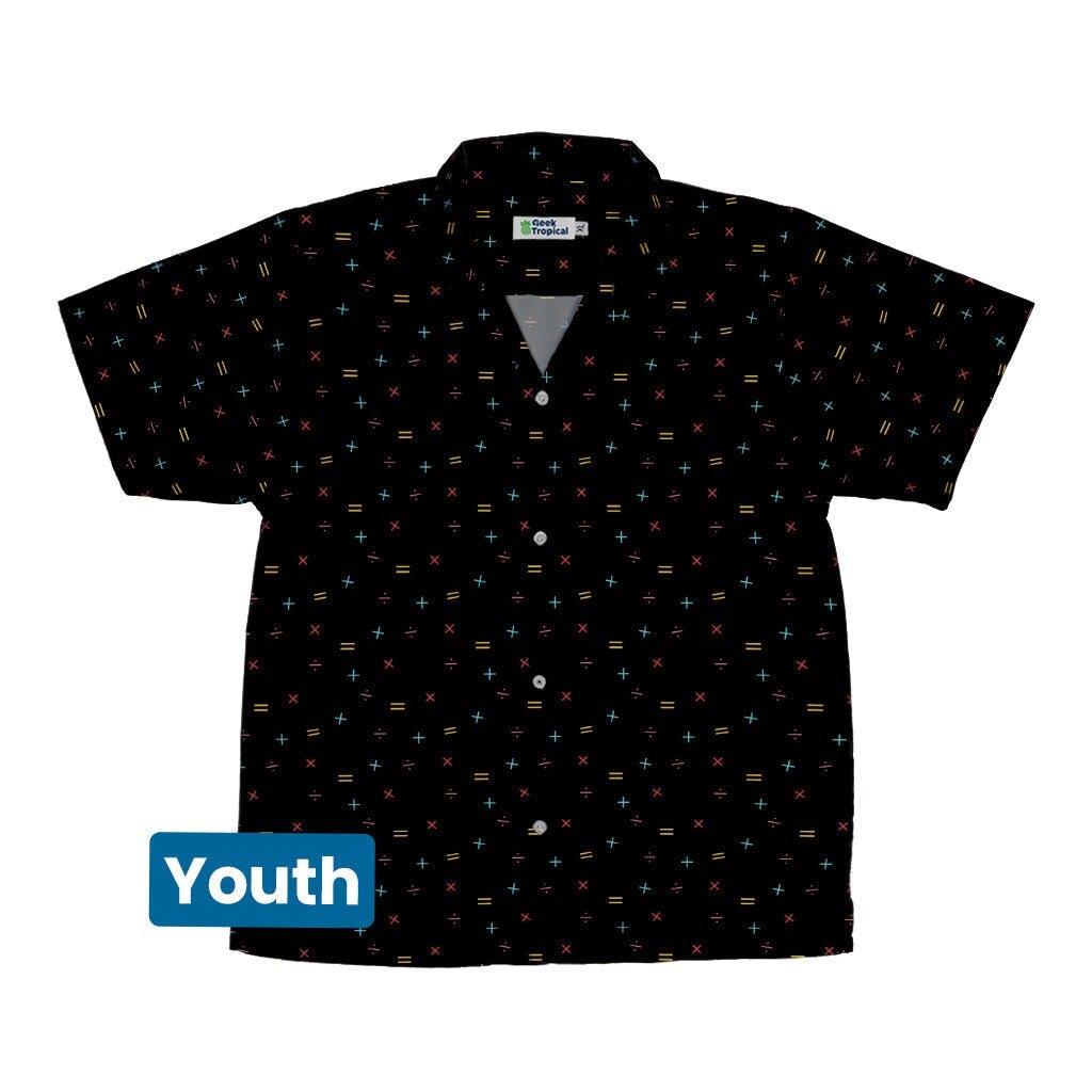 Math Symbols Black Youth Hawaiian Shirt - YXS - -
