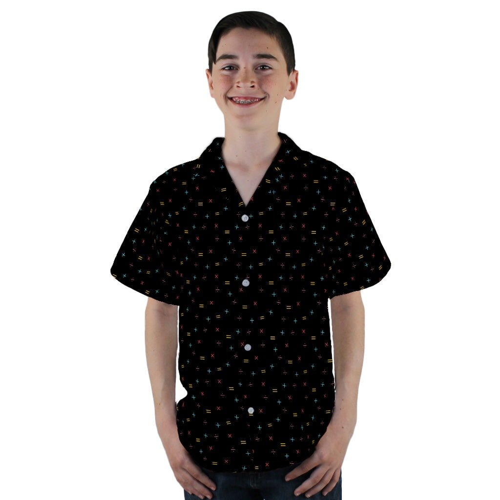 Math Symbols Black Youth Hawaiian Shirt - YL - -