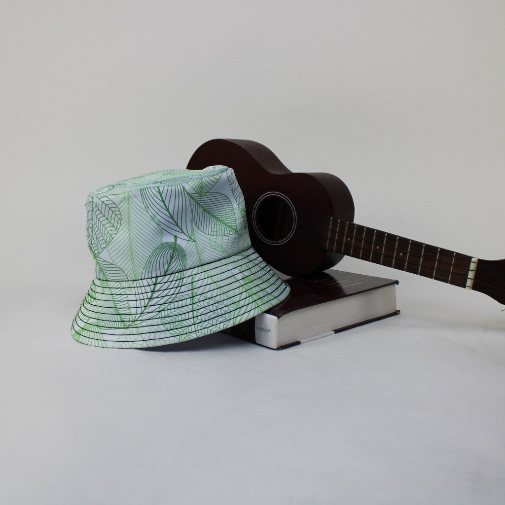 Micro Minimalist Leaves Bucket Hat - M - Grey Stitching - -