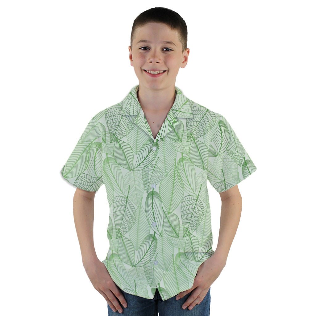Micro Minimalist Leaves Youth Hawaiian Shirt - YM - -
