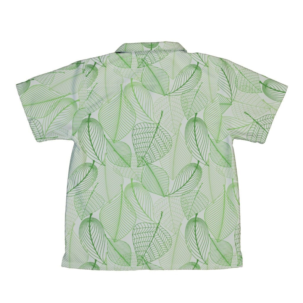 Micro Minimalist Leaves Youth Hawaiian Shirt - YXS - -
