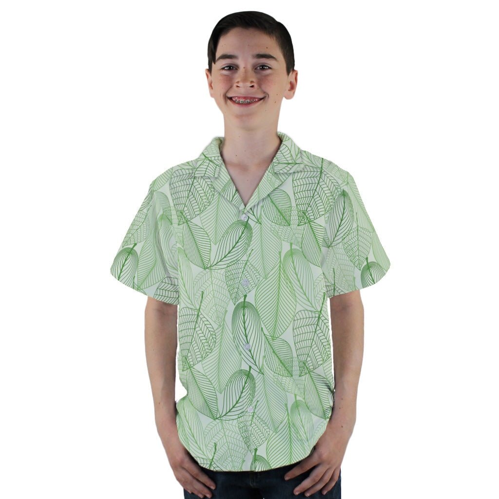 Micro Minimalist Leaves Youth Hawaiian Shirt - YL - -