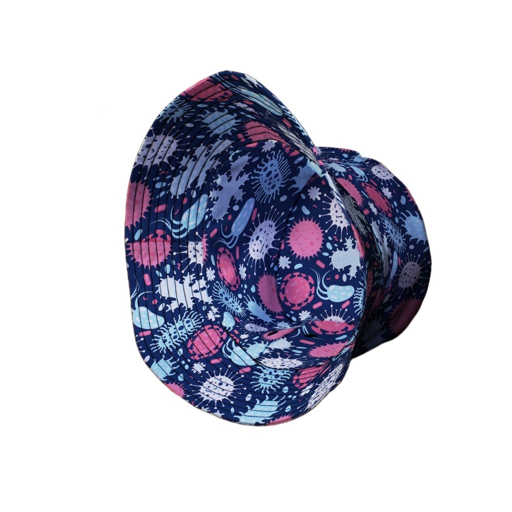 Microscopic Collection Blue Science Biology Bucket Hat - M - Grey Stitching - -