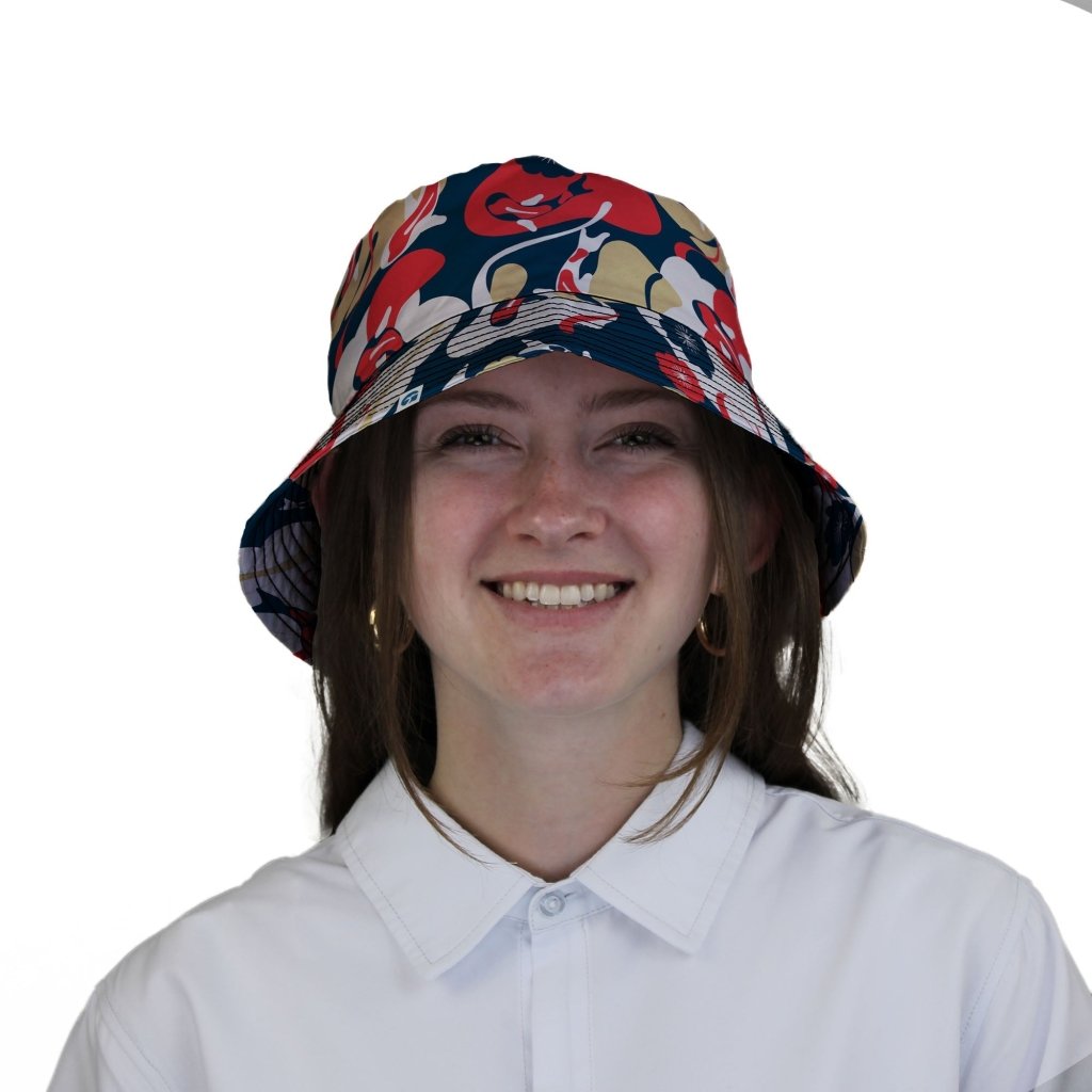 Modern Koi Bucket Hat - M - Grey Stitching - -