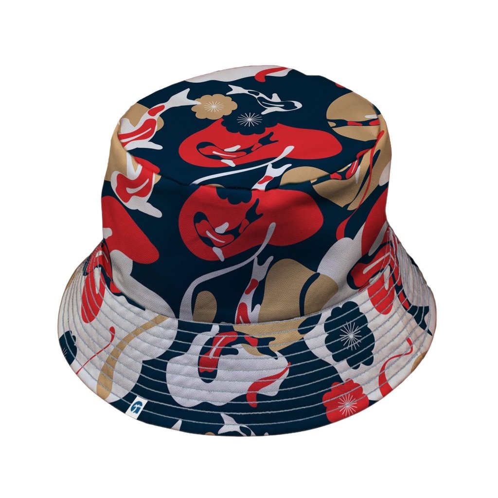 Modern Koi Bucket Hat - M - Black Stitching - -