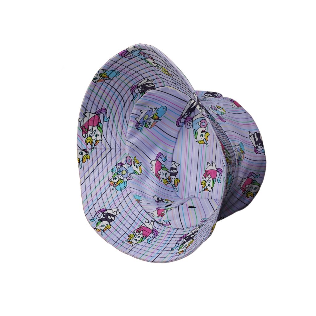 Moodicorn Rainbow Stripes Bucket Hat - M - Black Stitching - -