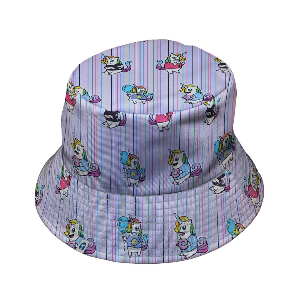 Moodicorn Rainbow Stripes Bucket Hat - M - Grey Stitching - -