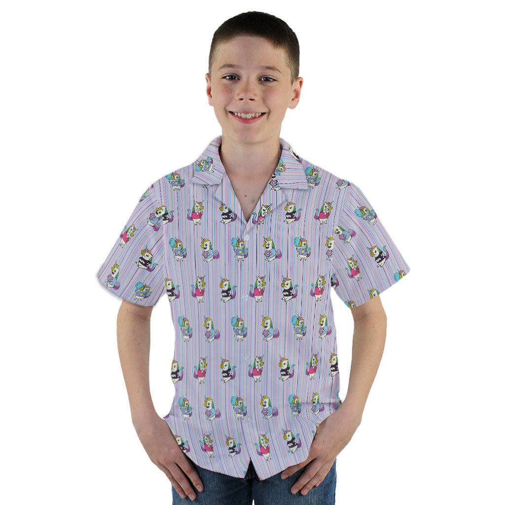 Moodicorn Rainbow Stripes Youth Hawaiian Shirt - YM - -