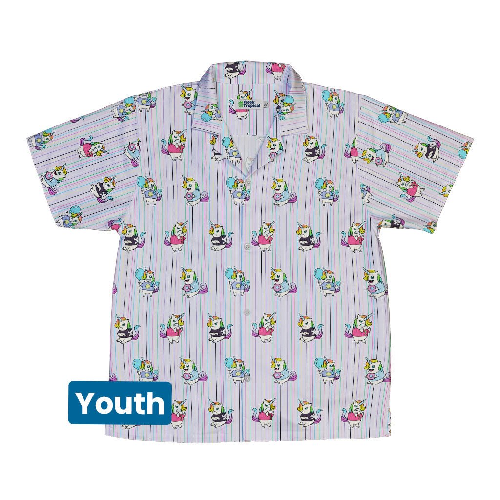 Moodicorn Rainbow Stripes Youth Hawaiian Shirt - YXS - -