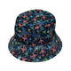 Multi Colored Airplanes on Blue Bucket Hat - M - Black Stitching - -