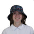 Multi Colored Airplanes on Blue Bucket Hat - M - Black Stitching - -