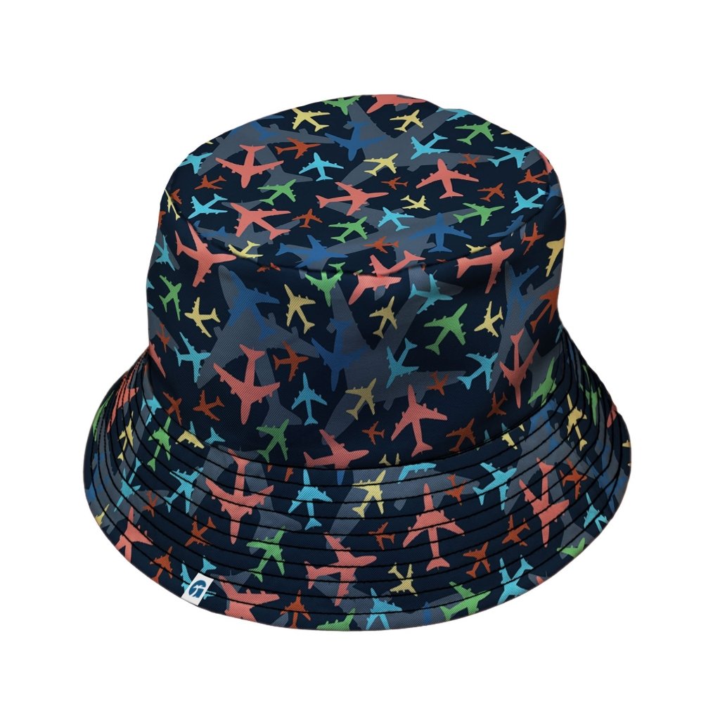 Multi Colored Airplanes on Blue Bucket Hat | Geek Tropical