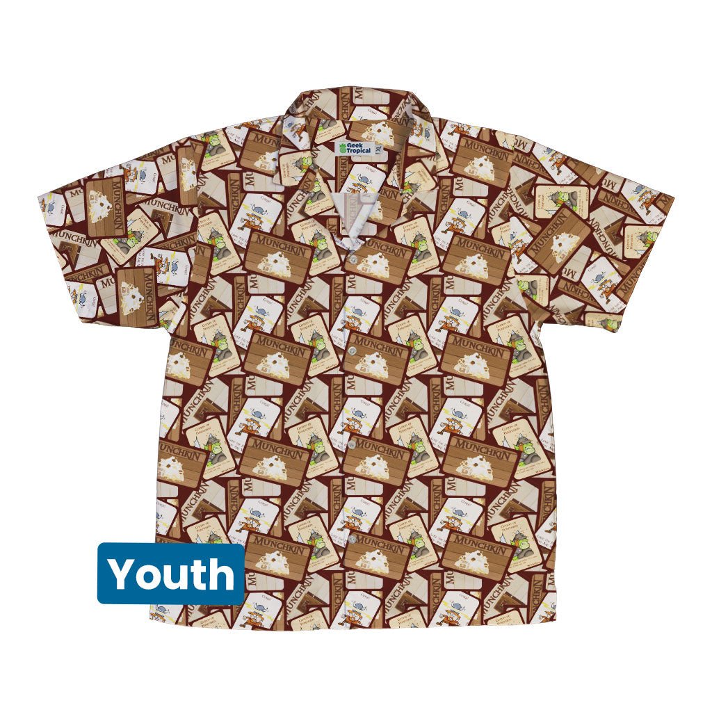Munchkin Card Collage Youth Hawaiian Shirt - YXS - -