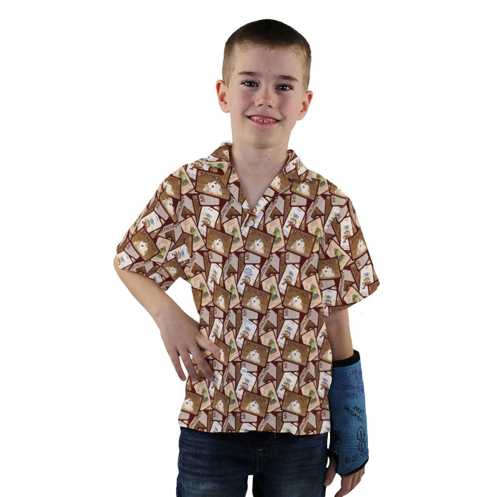 Munchkin Card Collage Youth Hawaiian Shirt - YXS - -