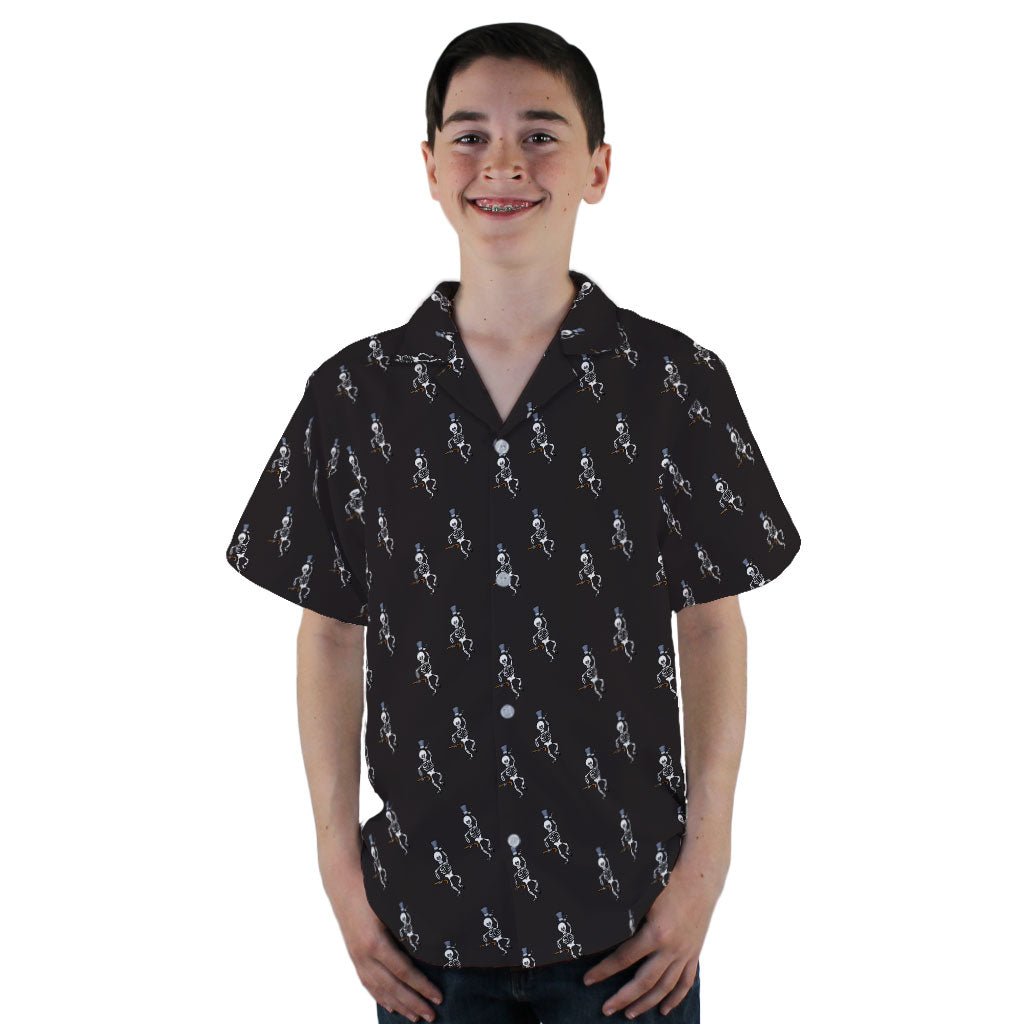 Munchkin Mr. Bones Plain Black Youth Hawaiian Shirt - YL - -