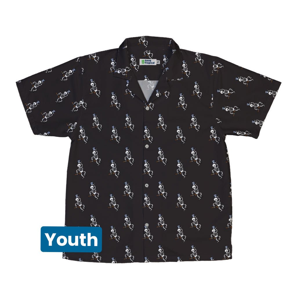 Munchkin Mr. Bones Plain Black Youth Hawaiian Shirt - YXS - -