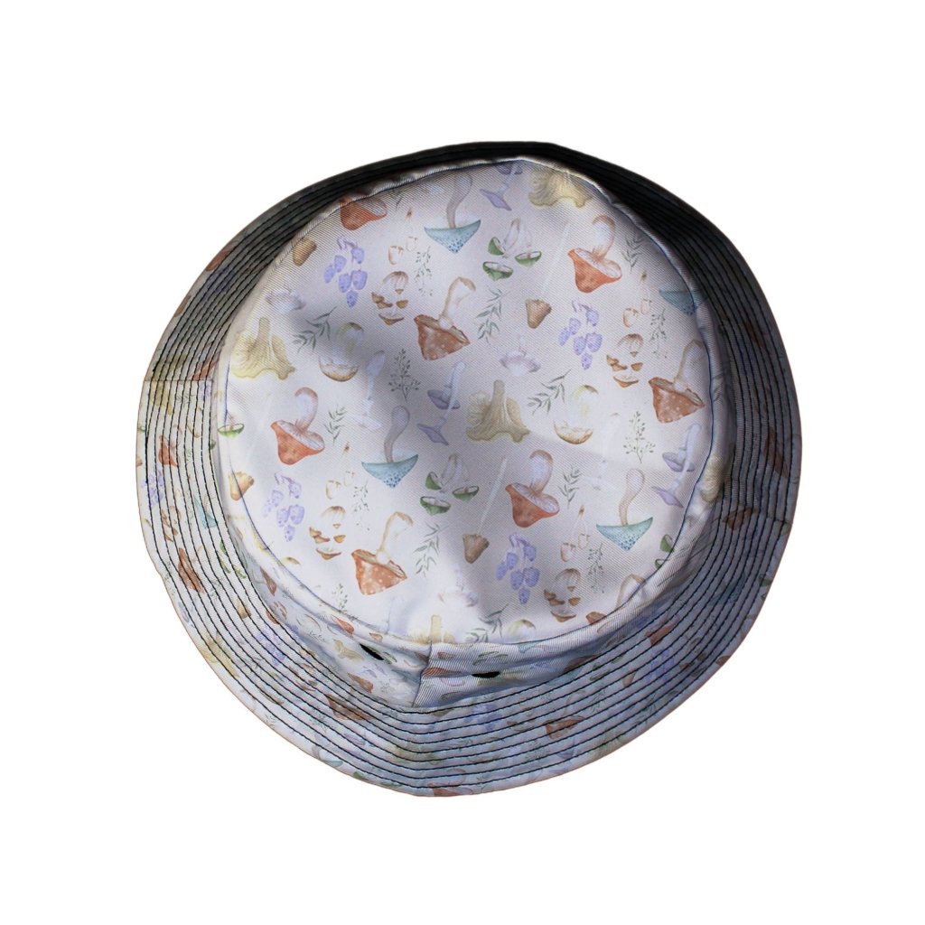 Mushroom Watercolor Bucket Hat - M - Grey Stitching - -