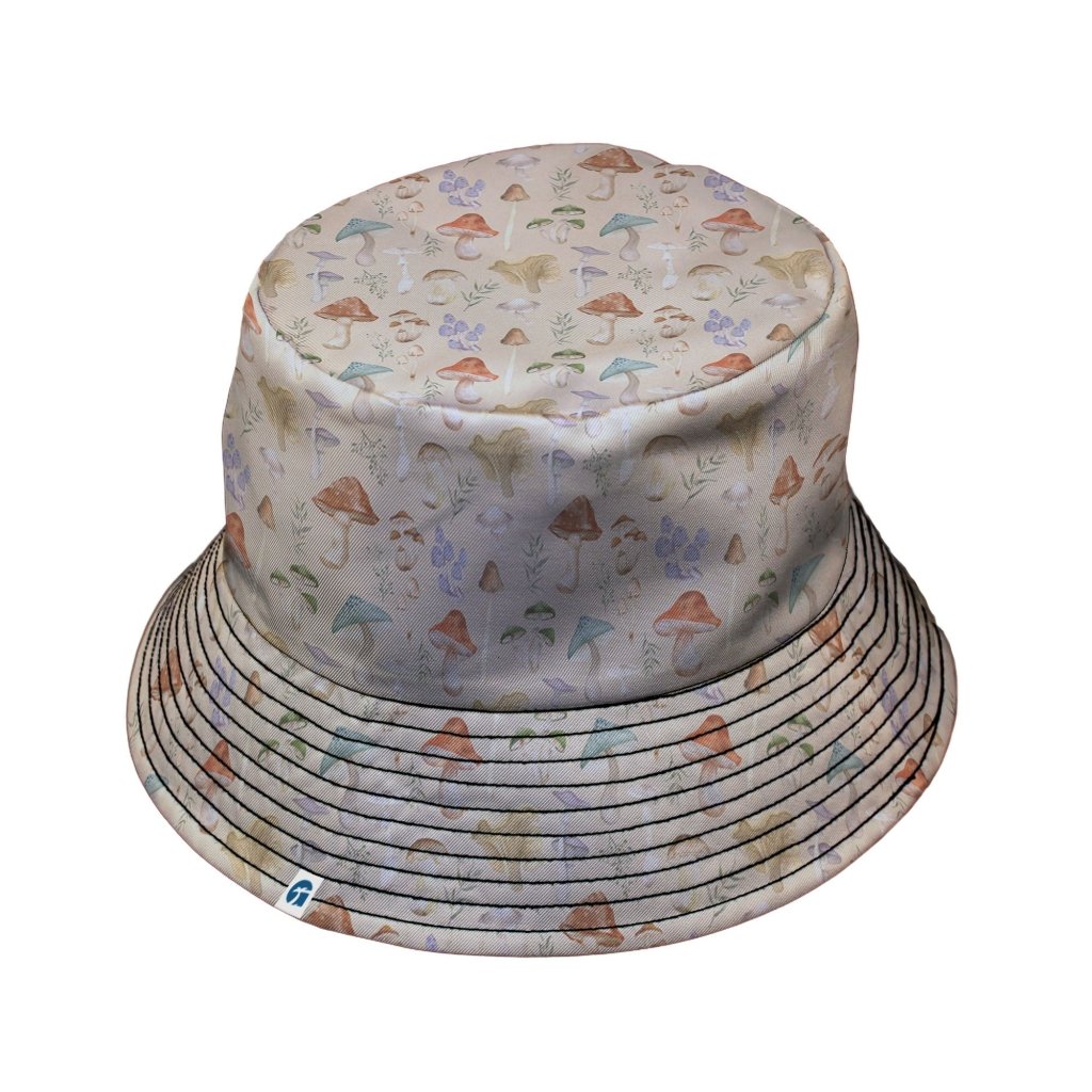 Mushroom Watercolor Bucket Hat - M - Grey Stitching - -