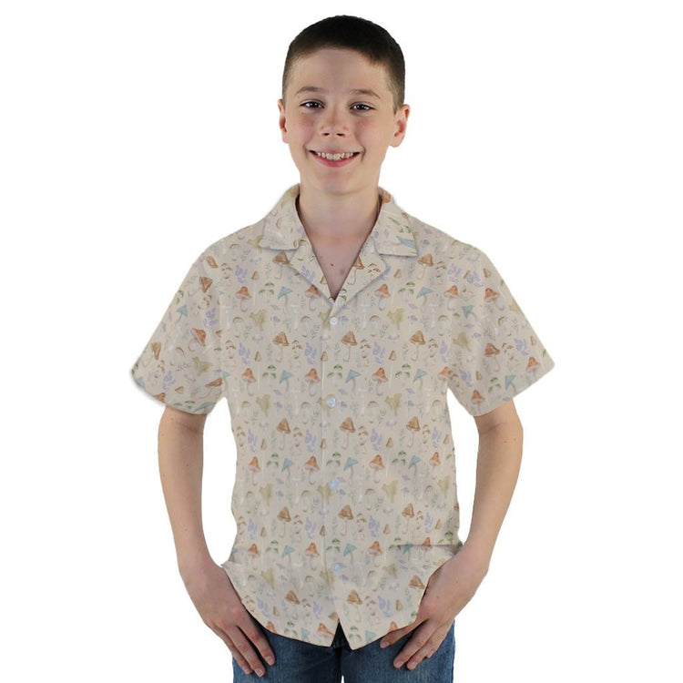 Mushroom Watercolor Youth Hawaiian Shirt - YM - -