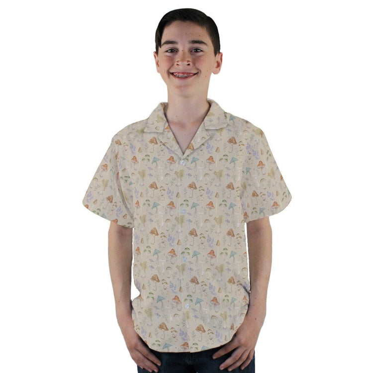 Mushroom Watercolor Youth Hawaiian Shirt - YL - -