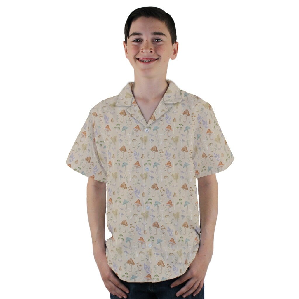 Mushroom Watercolor Youth Hawaiian Shirt - YL - -