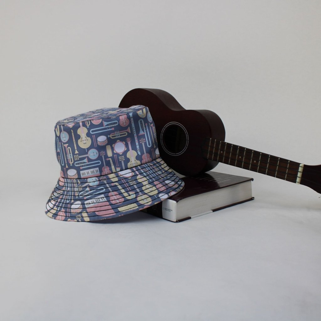 Musical Instruments Bucket Hat - M - Grey Stitching - -