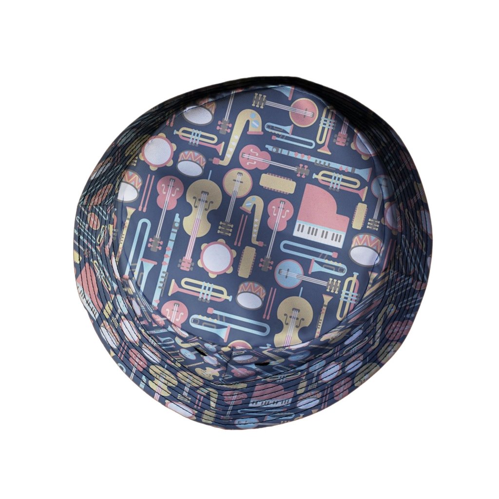 Musical Instruments Bucket Hat - M - Grey Stitching - -