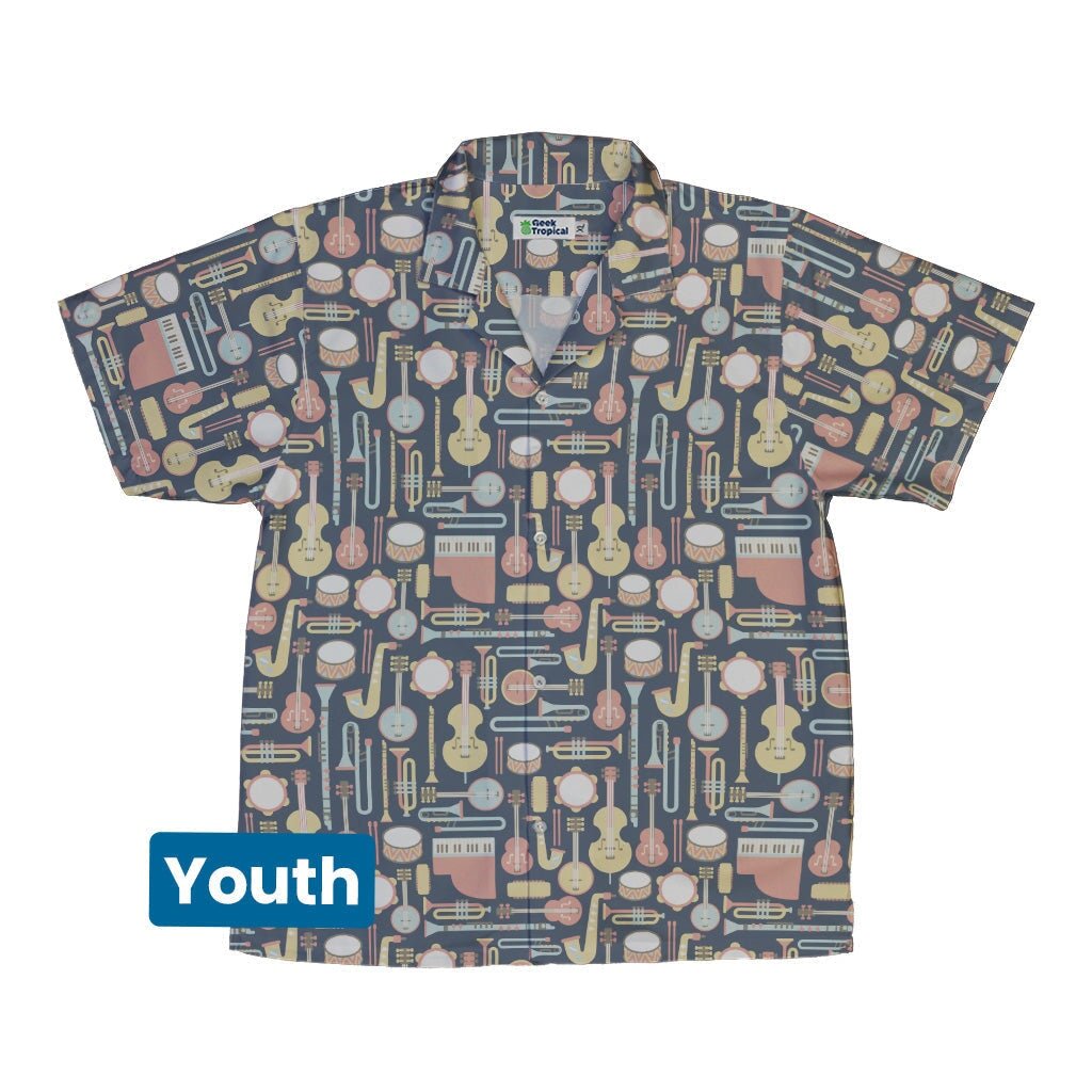 Musical Instruments Youth Hawaiian Shirt - YXS - -