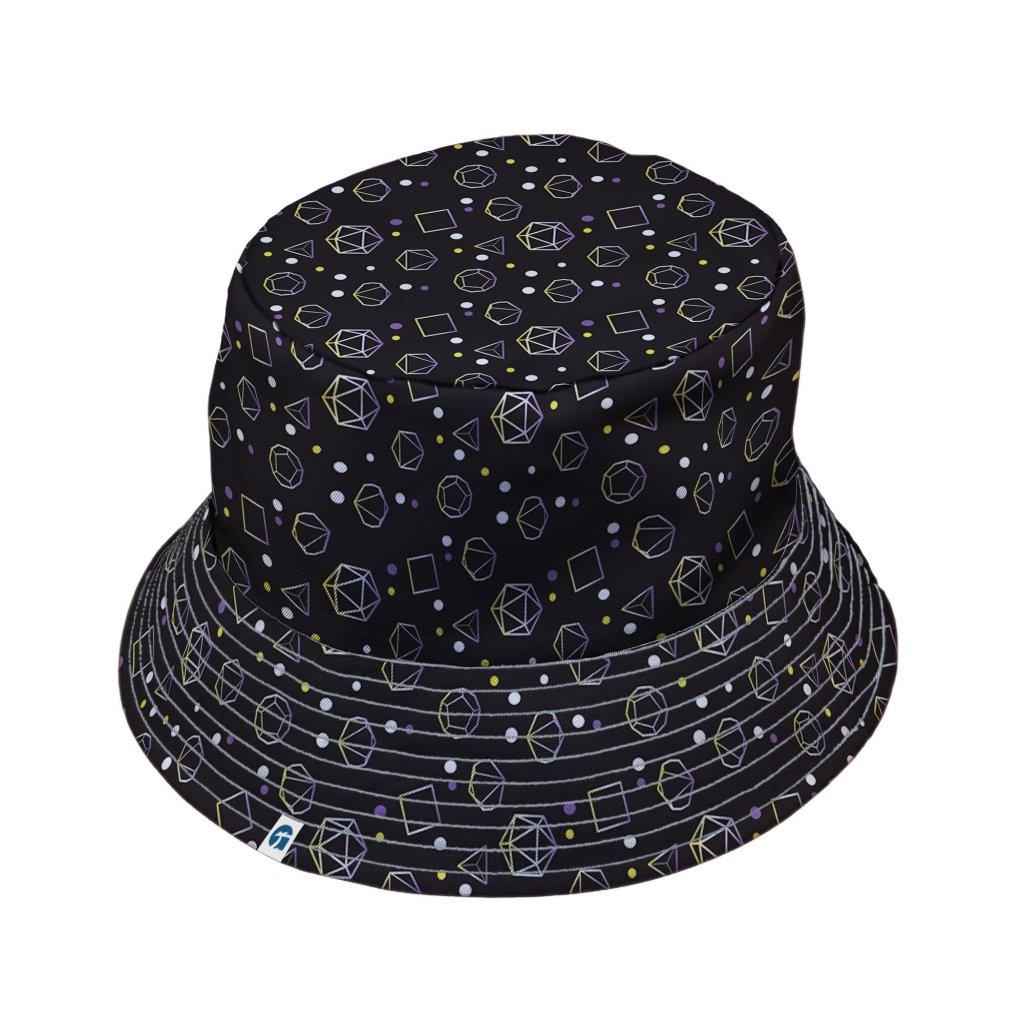 Nonbinary Pride Flag DND Dice Bucket Hat - M - Black Stitching - -