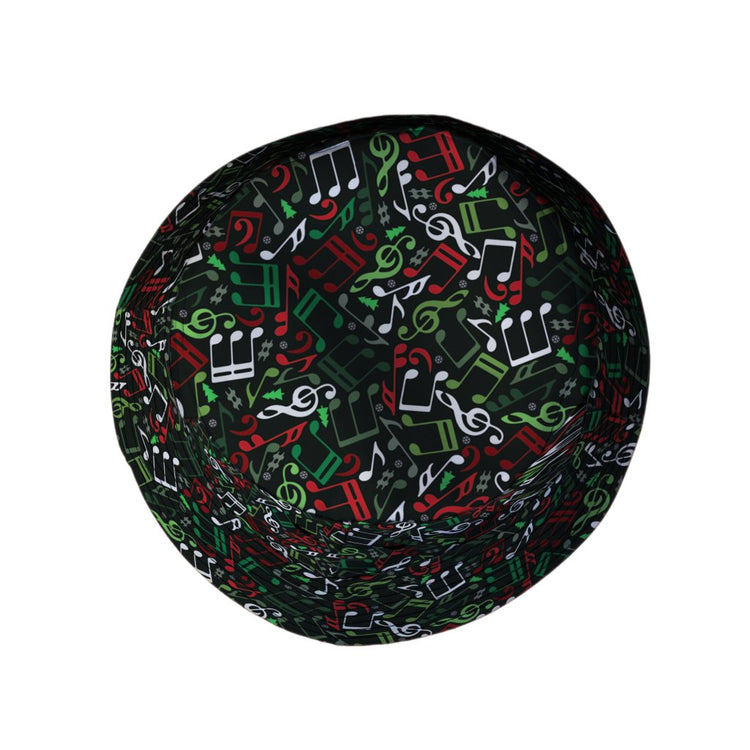 O Christmas Tree Music Notes Bucket Hat - M - Grey Stitching - -
