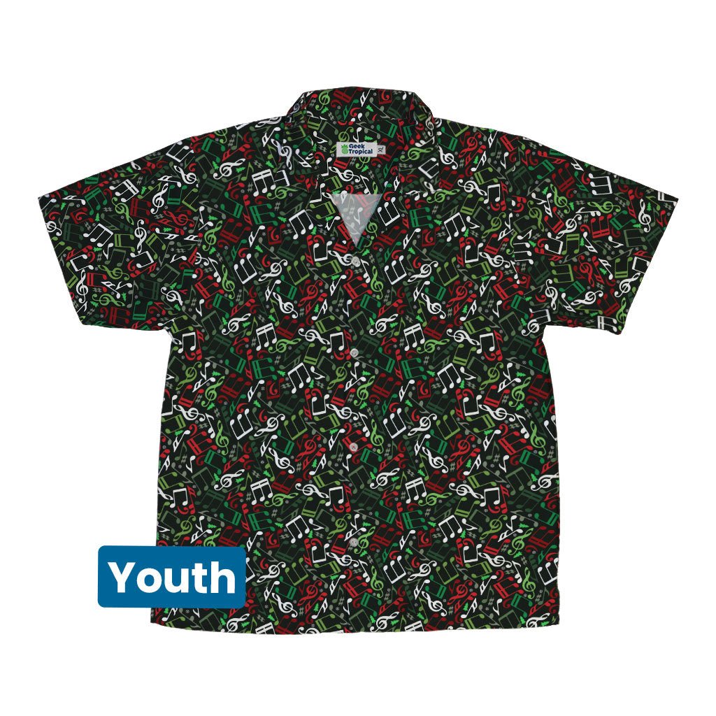 O Christmas Tree Music Notes Youth Hawaiian Shirt - YXS - -