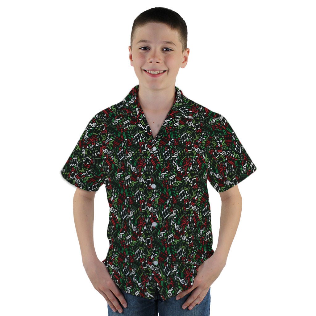 O Christmas Tree Music Notes Youth Hawaiian Shirt - YM - -