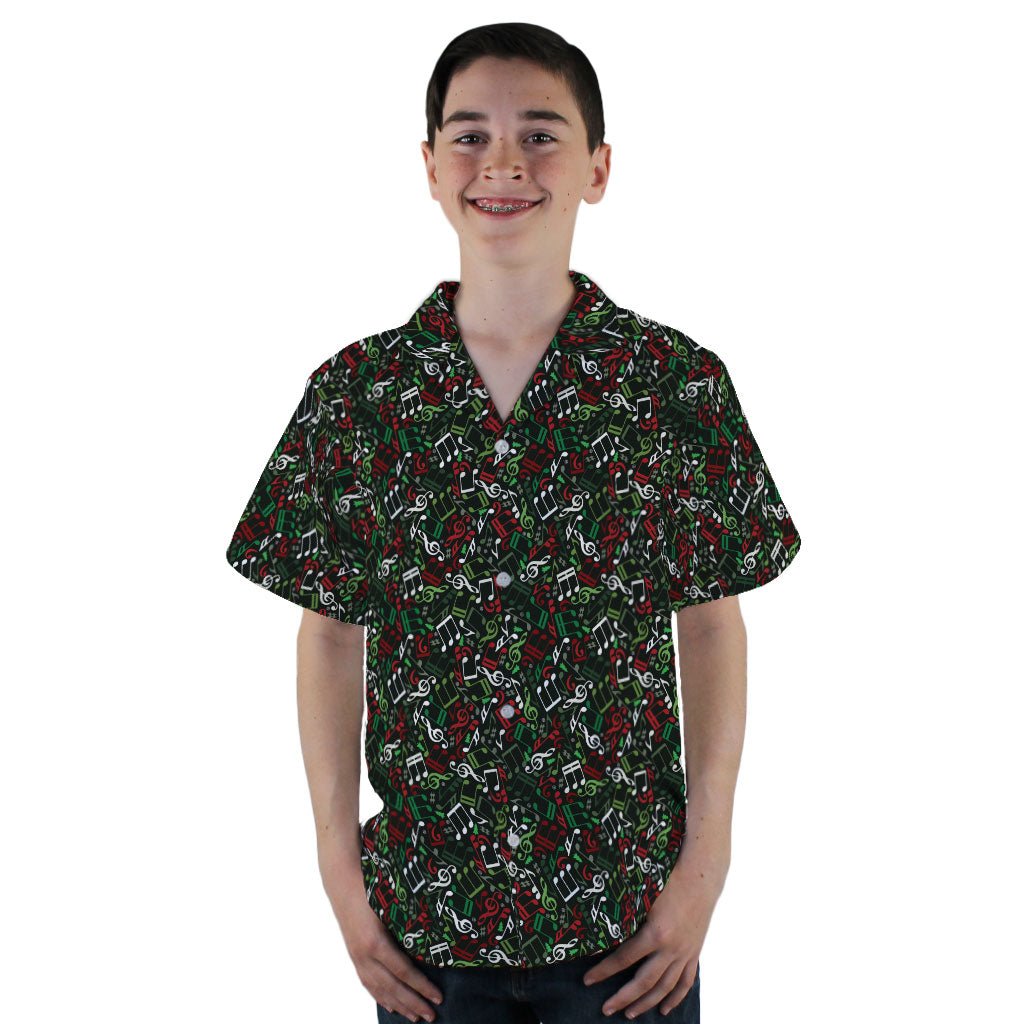 O Christmas Tree Music Notes Youth Hawaiian Shirt - YL - -