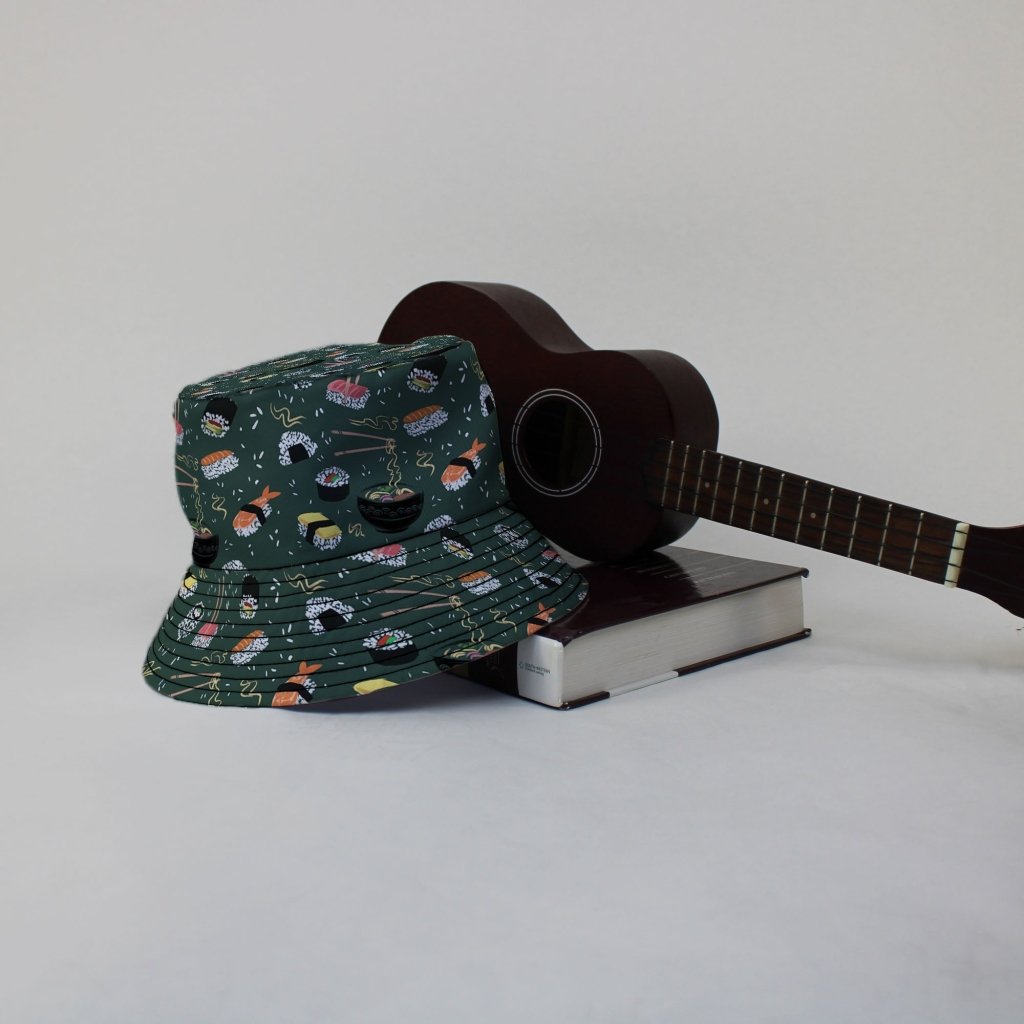 OÌishi Sushi Green Bucket Hat - M - Black Stitching - -