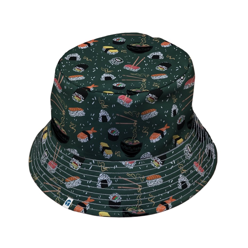 OÌishi Sushi Green Bucket Hat - M - Black Stitching - -