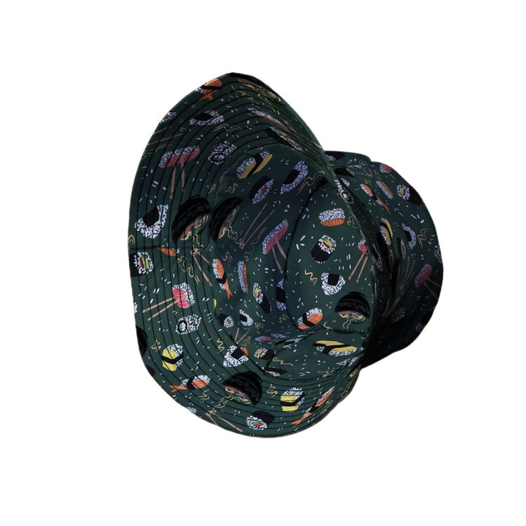 OÌishi Sushi Green Bucket Hat - M - Black Stitching - -