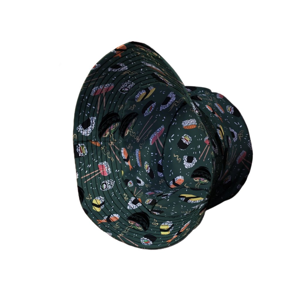 OÌishi Sushi Green Bucket Hat - M - Black Stitching - -