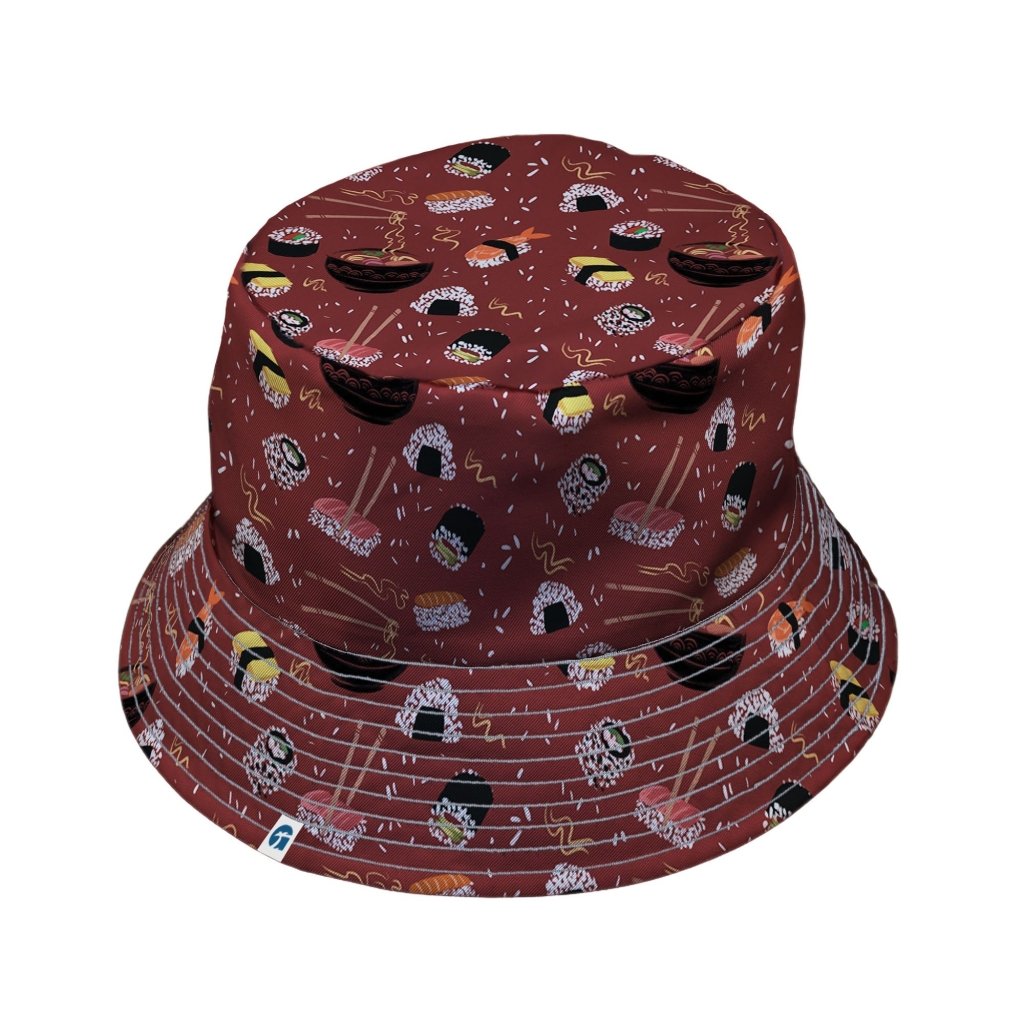 OÌishi Sushi Red Bucket Hat - M - Black Stitching - -