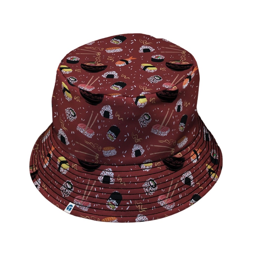 OÌishi Sushi Red Bucket Hat - M - Grey Stitching - -