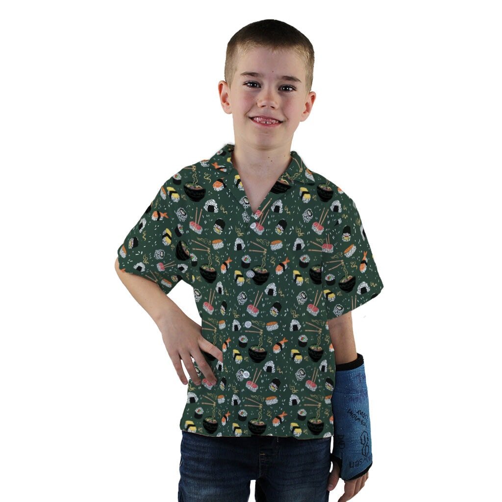 Ōishi Sushi Green Youth Hawaiian Shirt - YXS - -