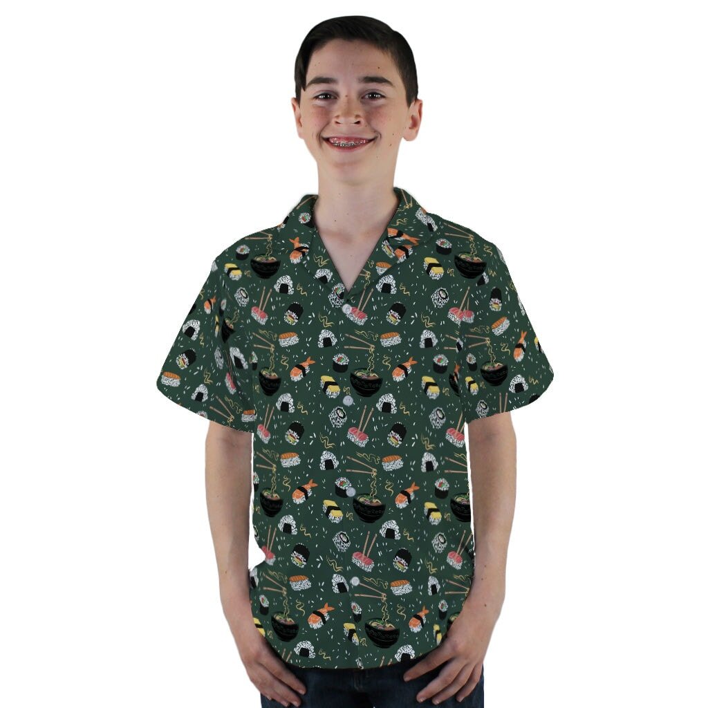 Ōishi Sushi Green Youth Hawaiian Shirt - YL - -