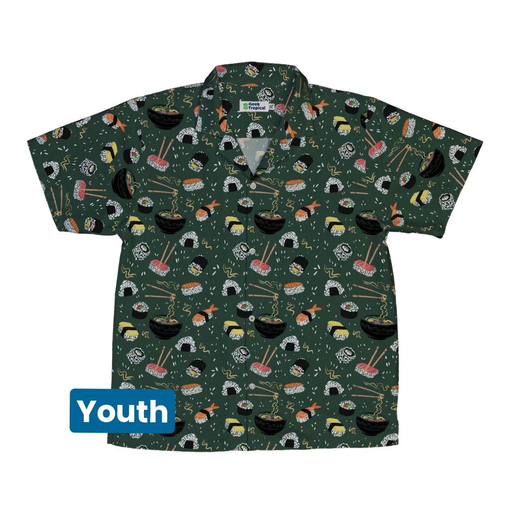 Ōishi Sushi Green Youth Hawaiian Shirt - YXS - -