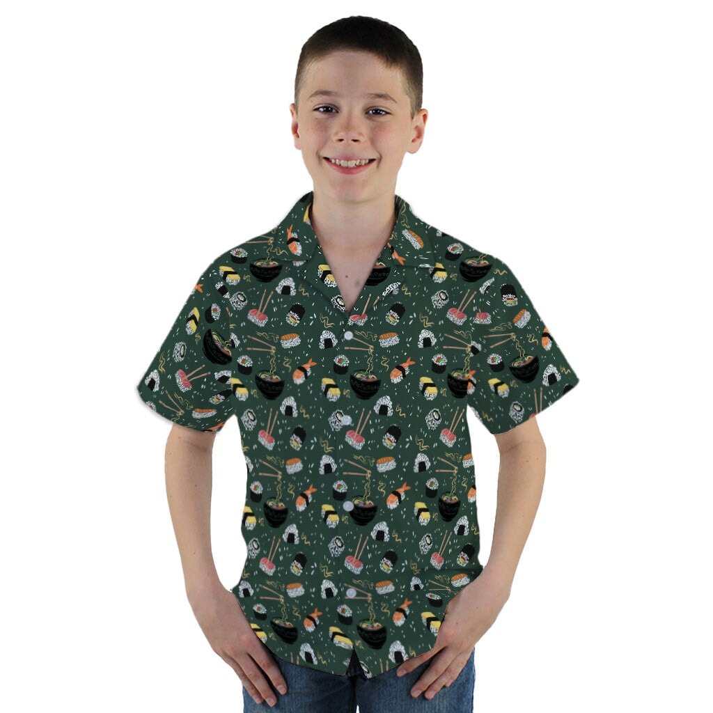 Ōishi Sushi Green Youth Hawaiian Shirt - YM - -