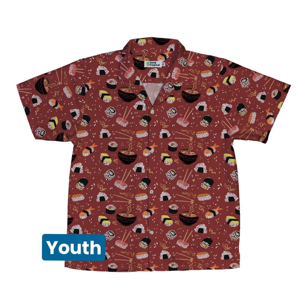 Ōishi Sushi Red Youth Hawaiian Shirt - YXS - -