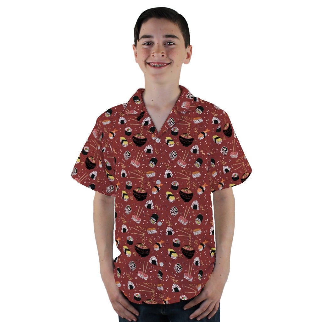 Ōishi Sushi Red Youth Hawaiian Shirt - YL - -